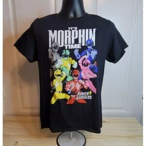 Authentic Power Rangers Its Morphin Time Black Graphic T-Shirt Tee medium uniseX
